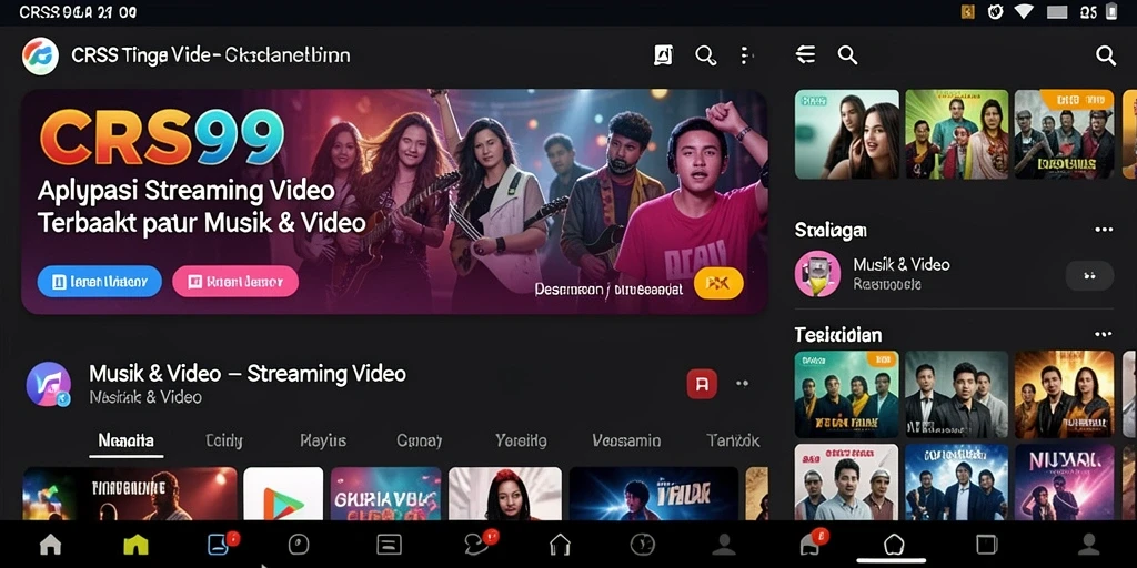 Antarmuka aplikasi CRS99 yang sederhana dan fungsional untuk streaming video.
