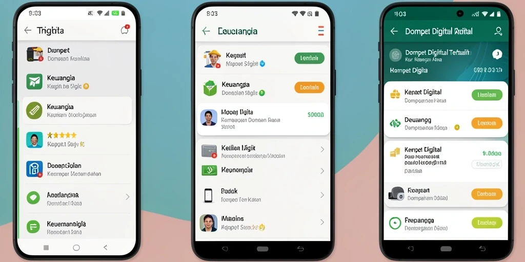 Tampilan antarmuka aplikasi Dompet Digital H03 yang sederhana dan menarik.