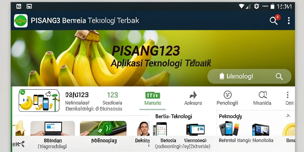 Tangkapan layar aplikasi PISANG123 menampilkan antarmuka berita teknologi.