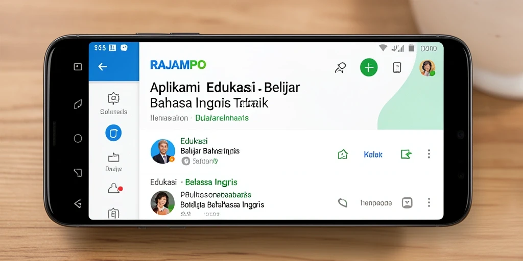 Tampilan antarmuka pengguna RAJAMPO dalam belajar Bahasa Inggris.